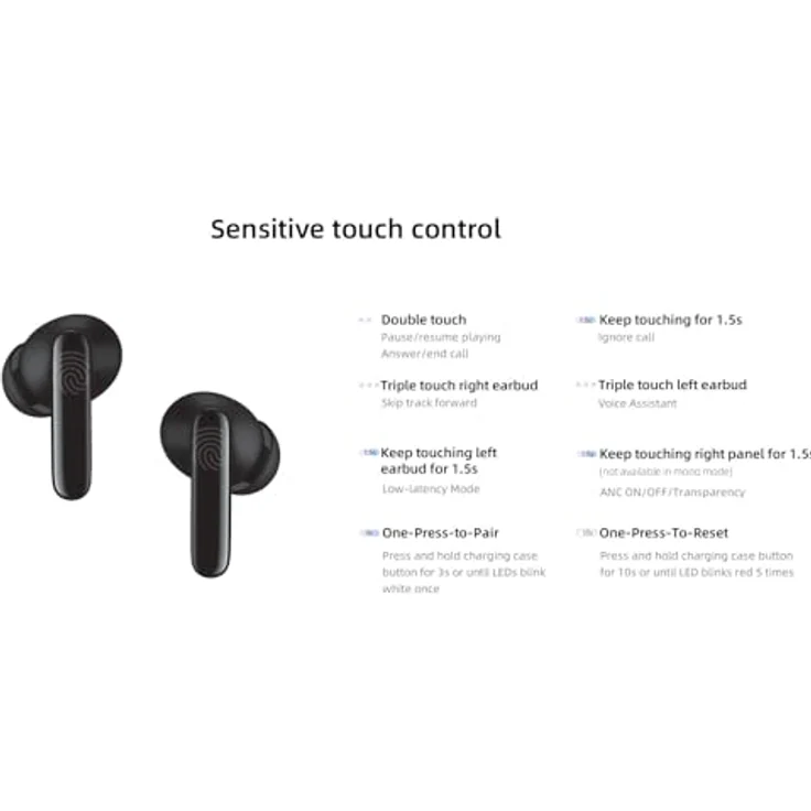 QCY T13 ANC2 In-Ear-Kopfhörer, Bluetooth 5.3 mit aktiver Geräuschunterdrückung, 30 Stunden Spielzeit, antibakterielle Ohrstöpsel, Schwarz – Bild 8