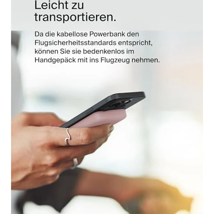 Belkin BoostCharge Pro kabellose Powerbank 5000mAh, MagSafe-kompatibles tragbares Ladegerät mit integriertem Ständer für iPhone 16, 15, 14, 13, 12 – Rosa – Bild 4