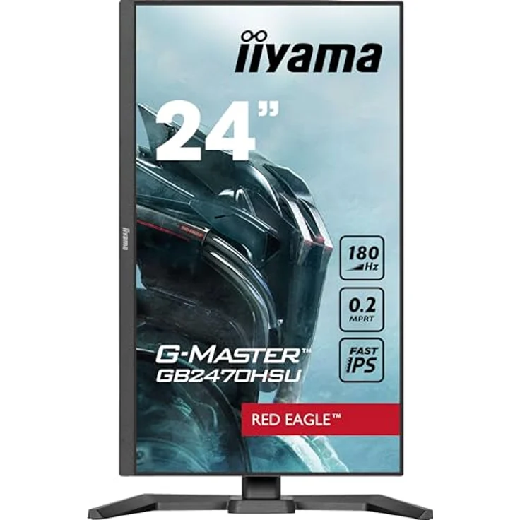 iiyama G-Master Red Eagle GB2470HSU-B6 60,5cm 23,8" Fast-IPS LED Gaming Monitor Full HD HDMI DP USB3.2 0,2ms 180Hz Adaptive Sync Höhenverstellung Pivot schwarz – Bild 4