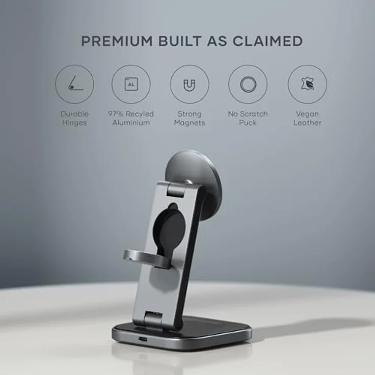 Satechi 3-in-1 Foldable QI2 Wireless Charging Stand (15 W), Grau, mit MagSafe und Apple Watch Adapter – Bild 6