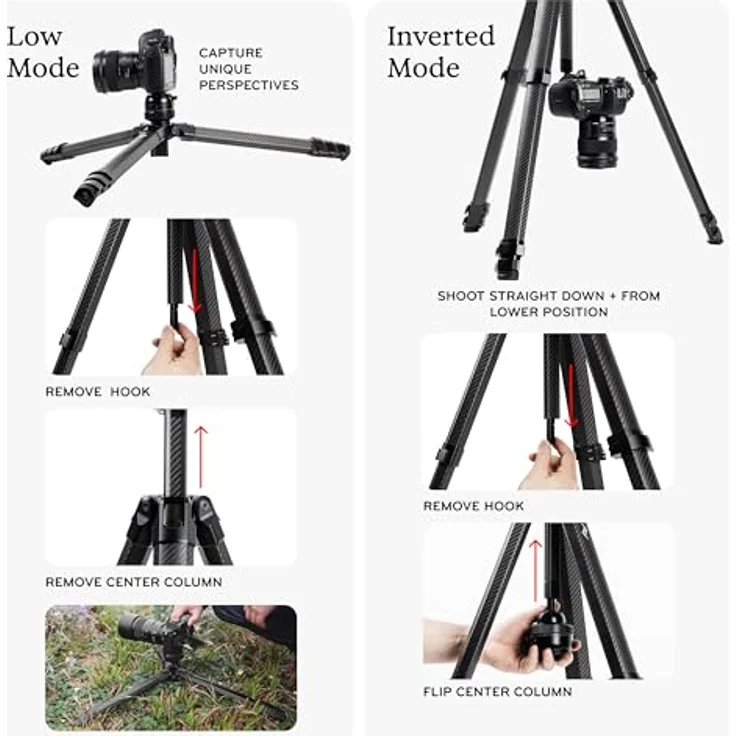 Peak Design Pro Lite Tripod, leichtes Stativ mit 15,9 kg Tragkraft und Pro-Kugelkopf, schwarz – Bild 7