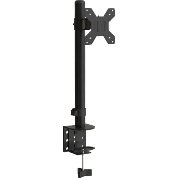 vidaXL Monitorhalterung, Verstellbar Monitor Tischhalterung mit C-Klemme, Bildschirmhalterung für 1 Monitor, VESA 75/100 mm, Schwarz Stahl – Bild 1
