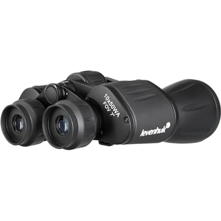 Levenhuk New Atom 10x50 Fernglas, Porro-Fernglas mit 10x Vergrößerung und 50mm Objektiv, spritzwassergeschützt, schwarz – Bild 7