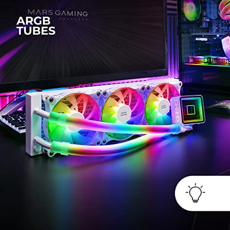 MARSGAMING Mars Gaming ML-ULTRA360 Weiß, Flüssigkeitskühlung CPU, TDP 650W, Infinite Spiegel, 3 Silent FDB ARGB Lüfter, ARGB Röhren, Universal Multisocket – Bild 2