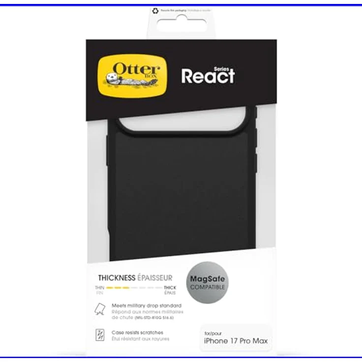 OtterBox React Series MagSafe Hülle für iPhone 17 Pro Max, stoßfest, ultraschlank, getesteter Militärstandard, schwarz – Bild 4