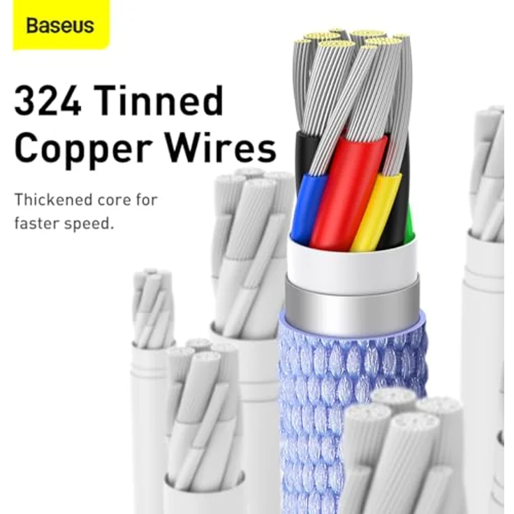 Baseus Crystal Shine Series USB-C Kabel, schnelles Aufladen und Datenübertragung, 100 W, 1,2 m, lila – Bild 5