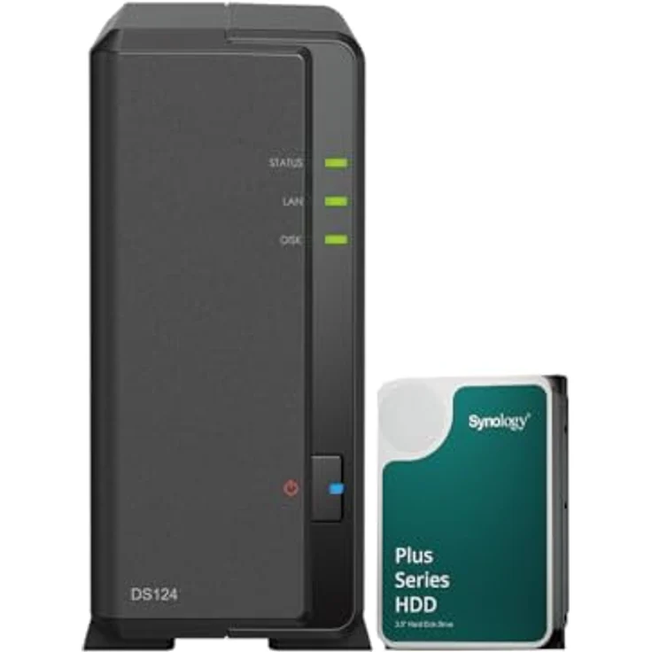 Synology DS124 NAS Bundle 1 GB mit 1 Synology 6TB Festplatte HAT3300, unmontiert, Schwarz – Bild 2