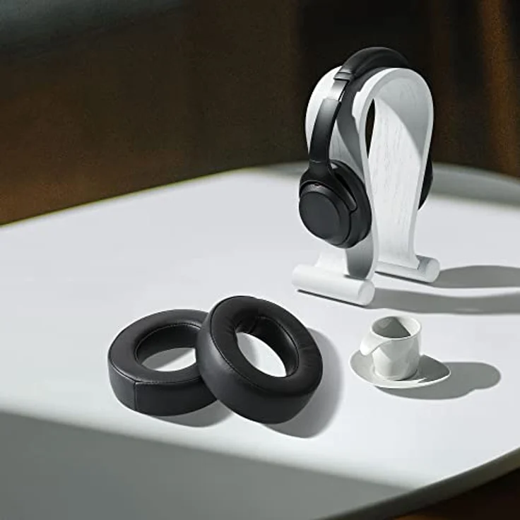 kwmobile 2X Ohrpolster kompatibel mit Corsair HS50 HS60 HS60 Pro HS70 HS70 Pro HS75 - Over Ear Kopfhörer Polster aus Kunstleder, Schwarz – Bild 5