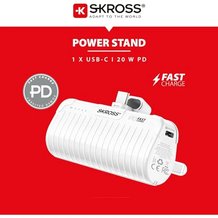 SKROSS Reload Power Stand - Tragbares 5000-Mh-Ladegerät mit USB-C-Schnellladung, inklusive 30 cm langem USB-C-Kabel – Bild 2