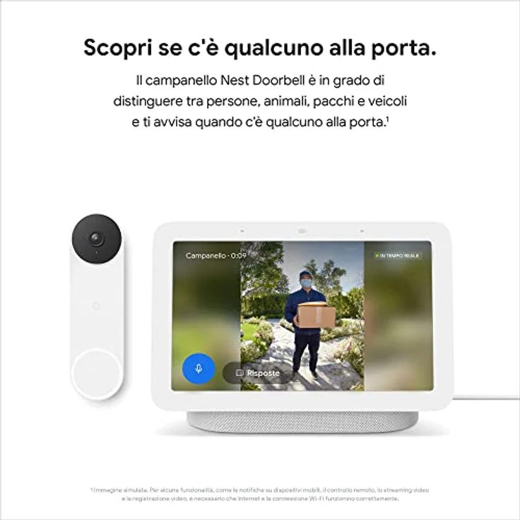 Google Nest Doorbell, Kabellose Video Türklingel mit Nachtsicht, IP54, Akku, Farbe Snow – Bild 3