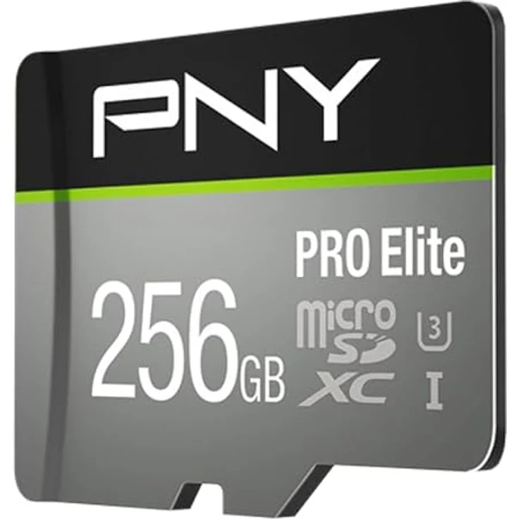 PNY PRO Elite 256GB microSDHC-Speicherkarte + SD-Adapter, 100MB-s Lesegeschwindigkeit, 90MB-s Schreibgeschwindigkeit, Klasse 10 UHS-I, U3, A1 App Performance, V30 für 4K-Video – Bild 2