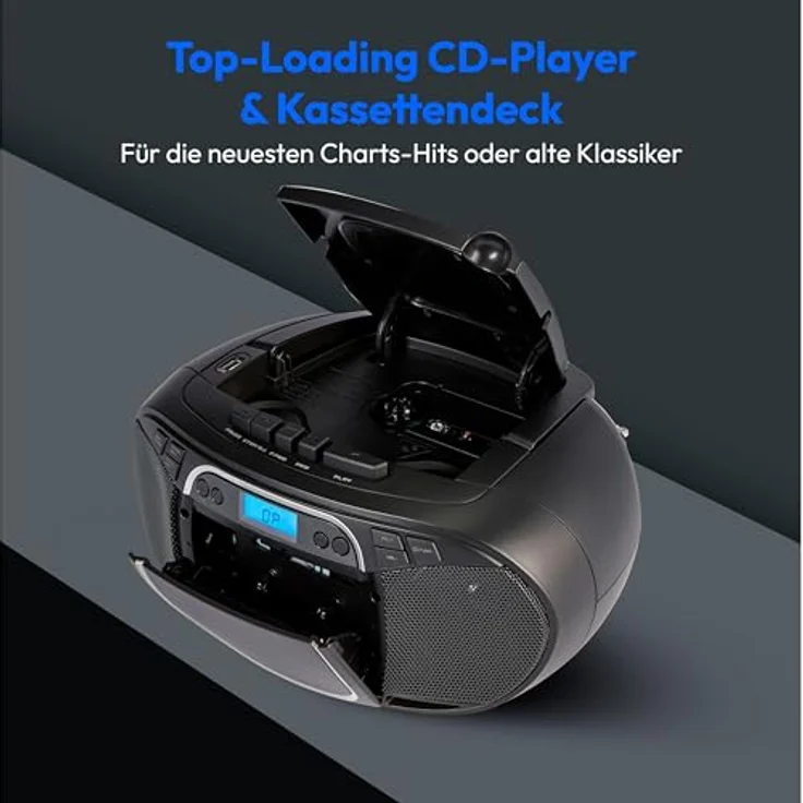 Medion LIFE E66476, Tragbares Radio mit digitalem Tuner für AM und FM, 22 Watt RMS, LCD-Display, Schwarz – Bild 4