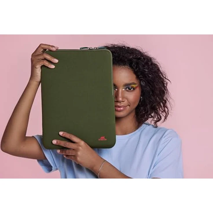 Rivacase Anti-shock Case für MacBook 13", vertikale Notebooktasche aus Neopren und Polyester, khaki-grün – Bild 6