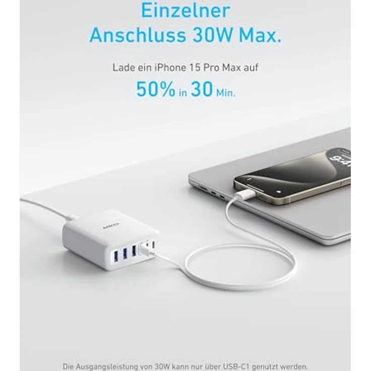 Anker 112W USB C Ladegerät, 6-Port Ladestation mit 112W Leistung für iPhone 17/16/15, MacBook Air und mehr (ohne Ladekabel) – Bild 3