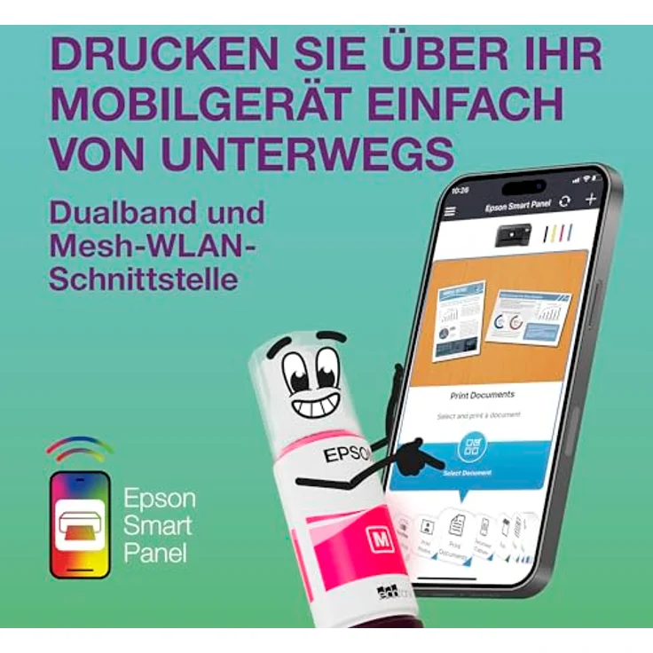Epson EcoTank ET-3956, A4-Multifunktionsdrucker in Weiß mit Wi-Fi, AirPrint, Duplexdruck, automatischem Dokumenteneinzug und bis zu 3 Jahre Tinte im Lieferumfang enthalten – Bild 5