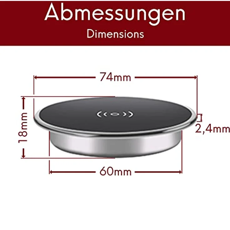 kalb | Qi Einbau Schnellladegerät 20 Watt Fast Charge Wireless Induktion Charger drahtlos Ladestation für Smartphones und Zubehör – Bild 4