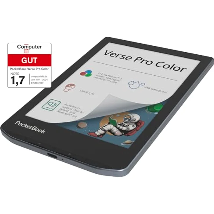PocketBook Verse Pro Color, E-Book-Reader mit 6 Zoll E Ink Kaleido 3 Bildschirm, Bluetooth, IPX8 Wasserschutz und Shell Cover in Schwarz – Bild 2