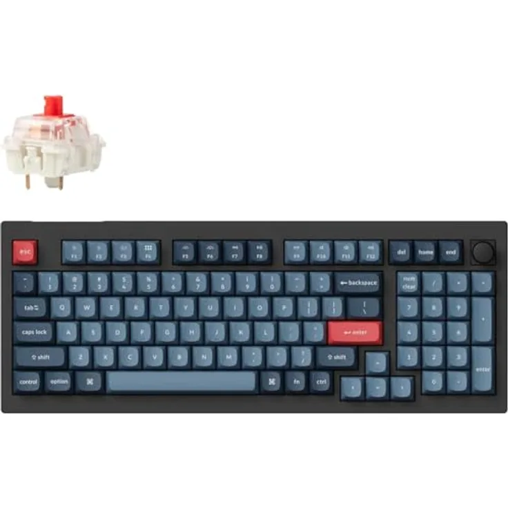 Keychron V5 Max Kabellose Mechanische Tastatur, 96% Layout, QMK/VIA, 2,4 GHz/Bluetooth 5.1/USB, RGB-LED, Hot-Swappable Gateron Jupiter Red Switch, für Mac Windows Linux
