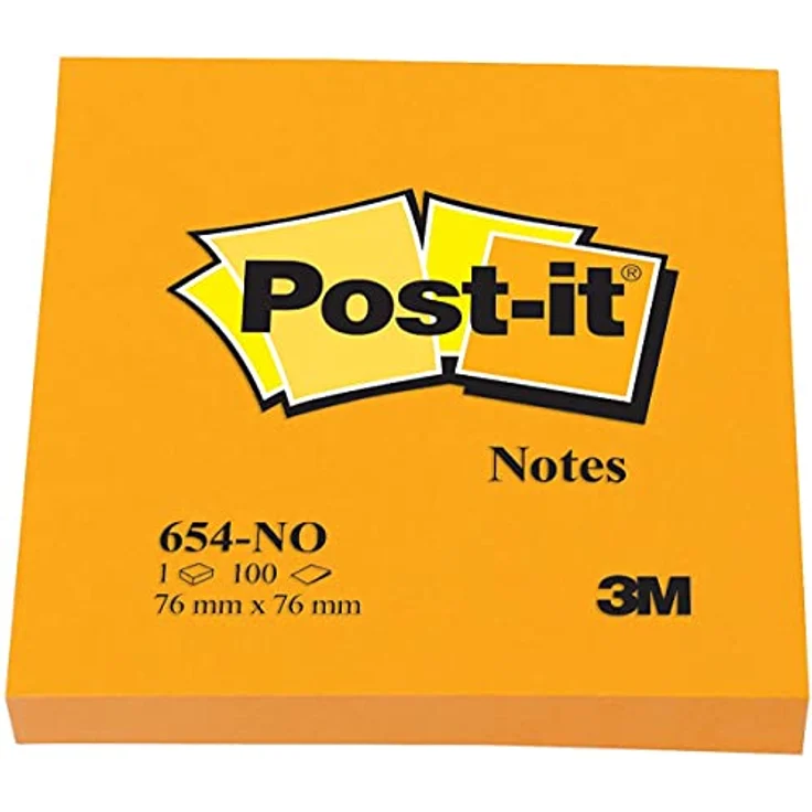 Post-it Notes Haftnotizblock 76x76mm, neonorange, 100 Blatt, selbsthaftend und rückstandsfrei ablösbar – Bild 2
