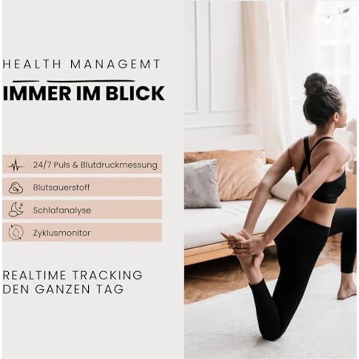 XCOAST Smartwatch Damen mit Telefonfunktion, AMOLED Fitnessuhr, IP68 wasserdicht, 100+ Sport Modi, Roségold – Bild 4