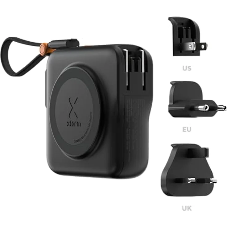 Xtorm TravelPro 30W 3-in-1 MagSafe Powerbank, 10.000 mAh, schwarz, mit integriertem Reiseadapter und zwei USB-C-Kabeln – Bild 7