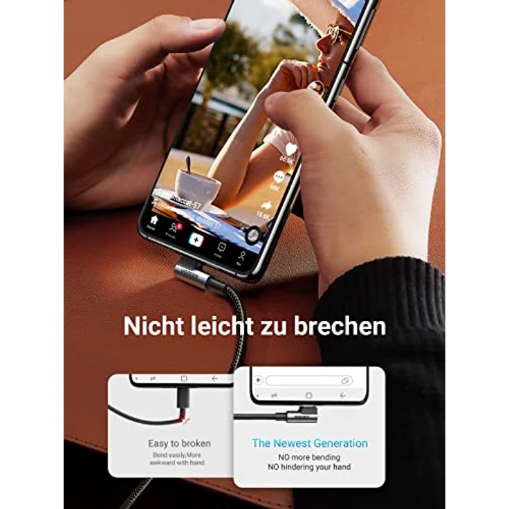 UGREEN Angled USB-C to USB-A Data Cable Black 1m – Bild 5