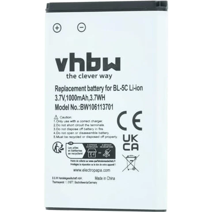vhbw 2X Akku für Ushining M2301, Lithium-Ionen, 1000 mAh, 3,7 Volt, wiederaufladbar – Bild 3
