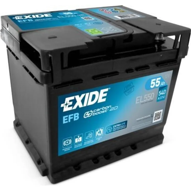 Exide EFB Starterbatterie 12V 55Ah 540A/EN L1, kompatibel mit Start-Stopp-Systemen für Auto und LKW