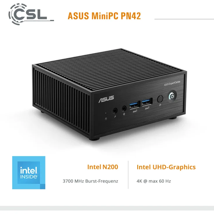 Asus Mini-PC ASUS PN42 Intel N200 Windows 11 Mini-PC (Intel®, 16 GB RAM, 1000 GB SSD, passiver CPU-Kühler)