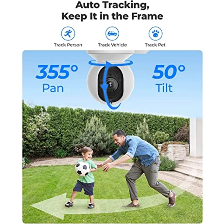 Reolink 4K PTZ PoE Überwachungskamera Aussen, 3X Optischem Zoom, Kamera Outdoor mit Personen-/Fahrzeug-/Tiererkennung, Automatischer Verfolgung, Zwei-Wege-Audio, Farbnachtsicht, E1 Outdoor PoE – Bild 2