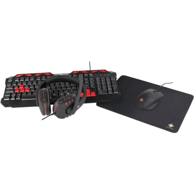 DELTACO Gaming 4 in 1 KIT - Headset + Tastatur + Maus + Mauspad (DE Layout, PC, Computer, Laptop, Xbox, PS4) schwarz – Bild 1