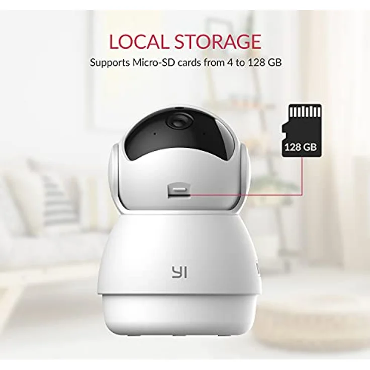 YI Kami Pet Dome Guard, 2K HD Netzwerkkamera mit 125° Weitwinkel, Künstlicher Intelligenz und Zwei-Wege-Audio, Weiss – Bild 8