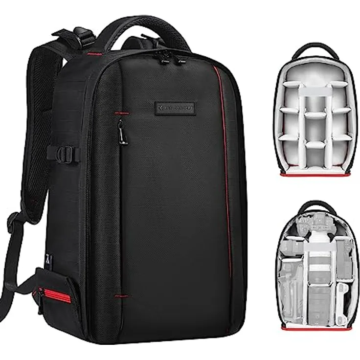 K&F CONCEPT Fotorucksack, wasserdicht mit Laptopfach für Canon Sony Nikon Olympus, Größe M, schwarz