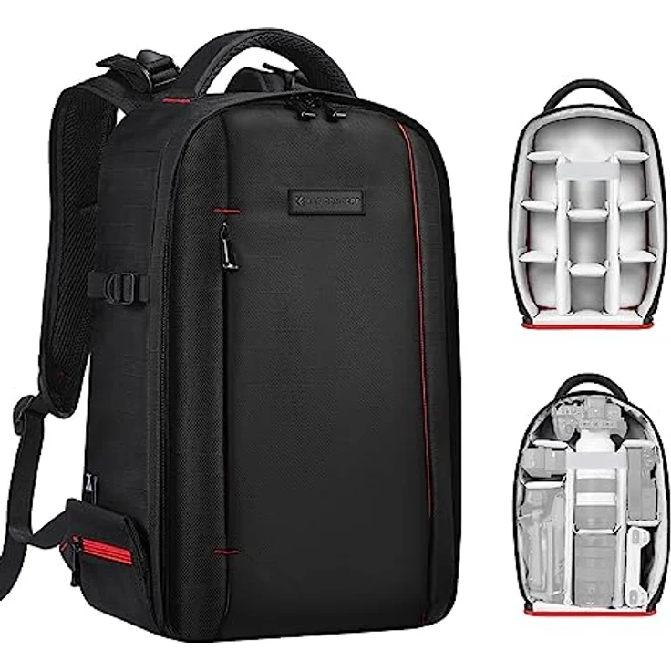K&F CONCEPT Fotorucksack, wasserdicht mit Laptopfach für Canon Sony Nikon Olympus, Größe M, schwarz – Bild 1