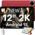 TECLAST T60AI Tablet 12 Zoll 2K Display, 90Hz, Android 15, 16GB RAM, 128GB SSD, Octa-Core 2.0GHz, burgunderrot, mit Stift & Hülle, PC-Modus, 8000mAh Akku, Wi-Fi 6, BT5.4