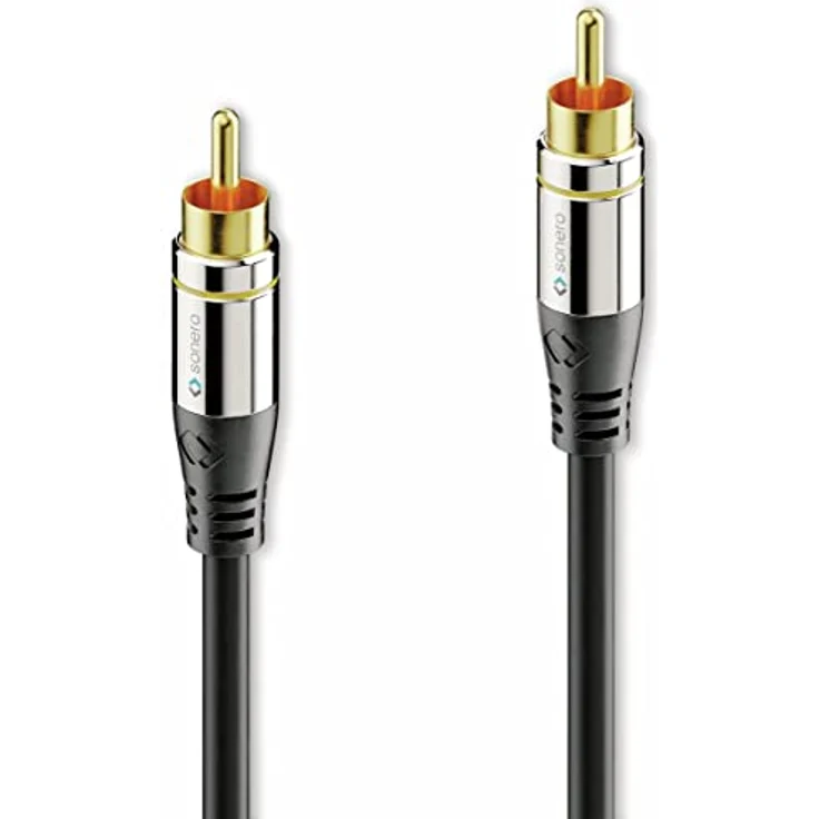 Sonero® Premium 1,00m Cinch Kabel, 1x Cinch Stecker auf 1x Cinch Stecker, Subwoofer, Verstärker, Beamer, AV Receiver, schwarz – Bild 1