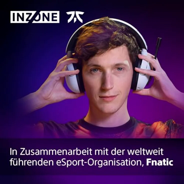 Sony INZONE H5 - Wireless Gaming Headset, 360 Spatial Sound für Gaming, komfortabler Sitz, 28 Std. Akkulaufzeit, geringe Latenz, Mikrofon mit AI, PC & PS5 kompatibel - Weiß – Bild 2