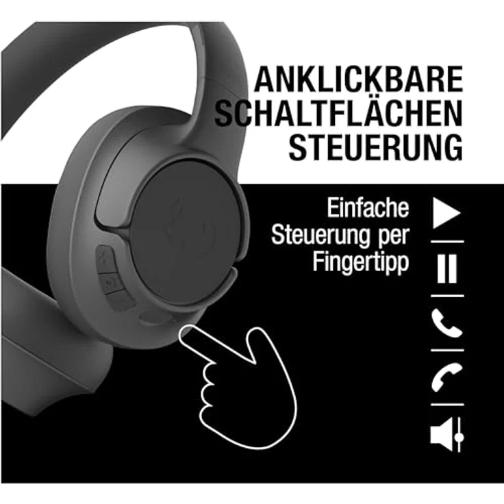 Fresh 'n Rebel Clam Core Bluetooth kopfhörer Over Ear mit ENC-Mikrofon (perfekte Anrufe), Kabellose kopfhörer mit Lautstärkeregler und Tasten für Wiedergabe/Pause, 45h Spielzeit (Schwarz) – Bild 5