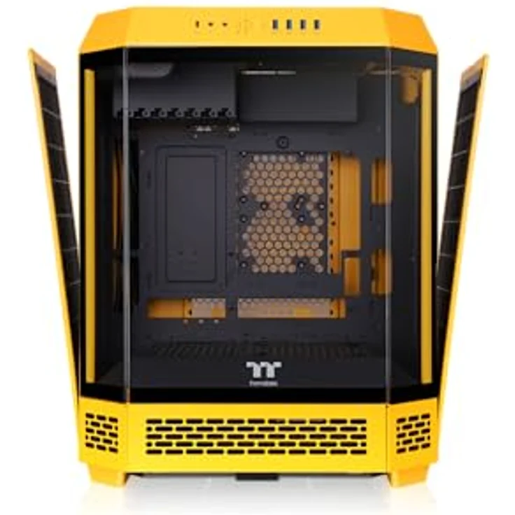 Thermaltake The Tower 600 Mid Tower Chassis | Vertikales Design | Unterstützt bis zu 420-mm- und 360-mm-AIO-Radiatoren | Kompatibel mit ASUS BTF und MSI PROJECT ZERO Series | Erweiterungsmöglichkeiten mit optionalen Kits | Einfache Kabelführung | Bumblebee – Bild 2