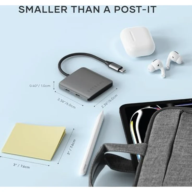 SATECHI USB-C-Hub mit 4 Anschlüssen, USB-C Adapter mit 100W USB-C PD und 10 Gbit/s USB 3.2 Datenanschlüssen, Aluminiumgehäuse, kompatibel mit MacBook, iPad, iPhone - Silber – Bild 5