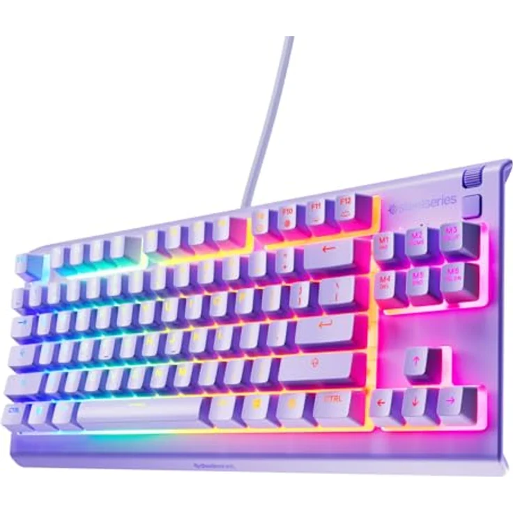 SteelSeries Apex 3 TKL Gaming-Tastatur, kabelgebunden, US QWERTY, RGB mit 8 Zonen, IP32 Wasser- und Staubschutz, Lavendel – Bild 1