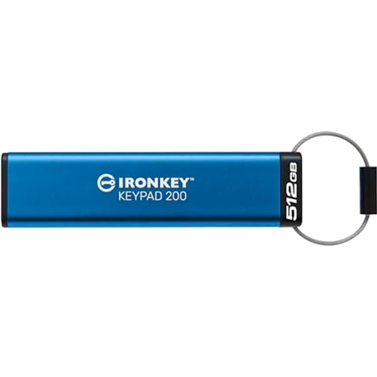 Kingston IronKey Keypad 200 512GB Verschlüsselter USB | Alphanumerische Tastatur | Multi-Pin-Zugang | XTS-AES 256-bit | FIPS 140-3 Level 3 Zertifiziert (Ausstehend) | IKKP200/512GB, Blau – Bild 2
