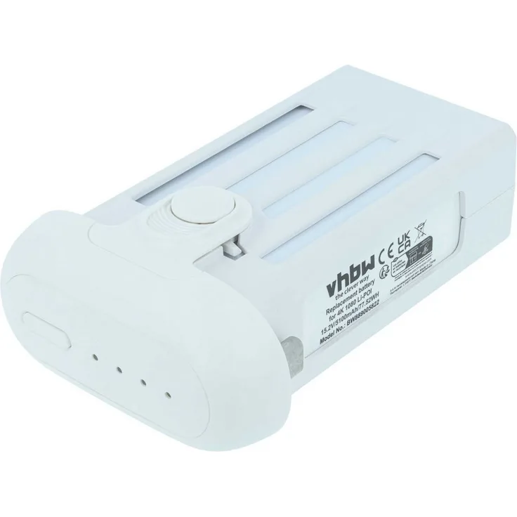 vhbw Akku für Xiaomi 4K Version 1080 Drohne, Li-Polymer 5100 mAh, 15,2 V, wiederaufladbar, weiß