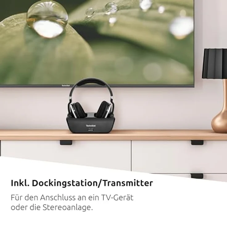 TechniSat STEREOMAN 2 V2 - kabelloser 2,4GHz Funkkopfhörer (für Fernseher und Musikanlagen, mit Dockingstation, AUX-in, Audio Eingang optisch) schwarz – Bild 2