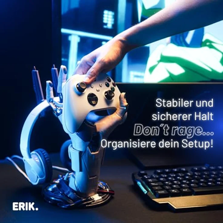 Grupo Erik Gaming Headset Halterung & Controller Halter Cyberpunk, universelle Kompatibilität für PS5, PS4, Xbox Series X/S, stabile und pflegeleichte Konstruktion, 16 x 20 x 27,5 cm – Bild 4