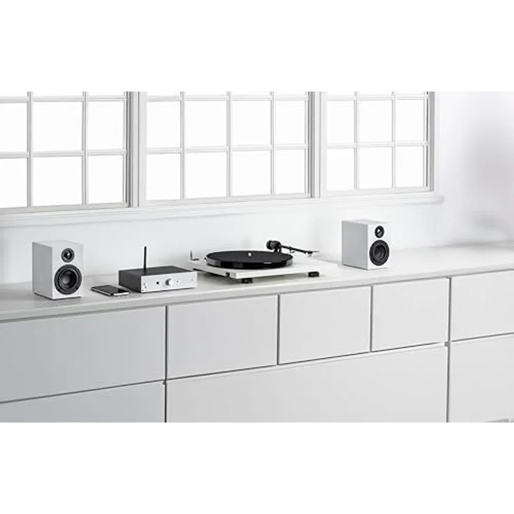 Pro-Ject Stereo Set E Phono, HiFi Einsteiger Set mit Plattenspieler, Verstärker, Lautsprechern und Kabel (Schwarz/Walnuss) – Bild 2