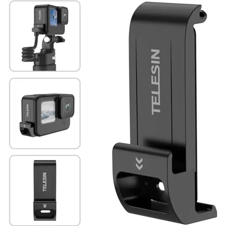 TELESIN GP-CLC-G11 Go Pro Akkudeckel mit Typ-C-Ladeanschluss, wasserdicht, für GoPro 12/11/10/9, Schwarz