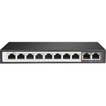 LUPUS - Gigabit PoE Netzwerk-Switch mit 10 Ports, 8X PoE, 2X Uplink, Lüfterlos, Schwarz