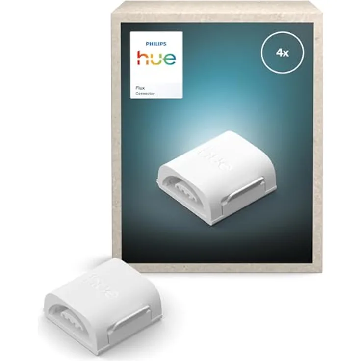 Philips Hue Flux I-Verbindungsstück, 4 Stück für LED-Streifen, weiß, nahtlose Verbindung für durchgängiges Lichtbild