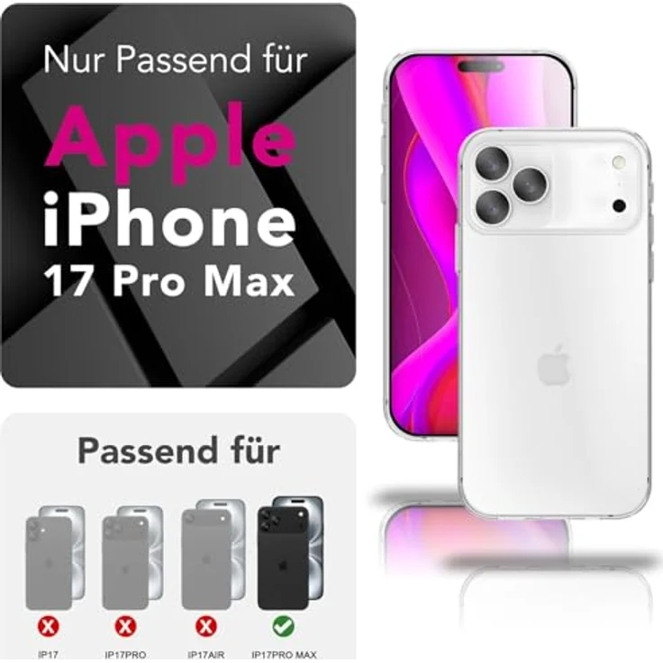 NALIA Airflex iPhone 17 Pro Max Hülle, Kristallklarer Silikon TPU Case, Anti-Gelb Effekt, Robust & Kratzresistent, Durchsichtige Handyhülle – Bild 3